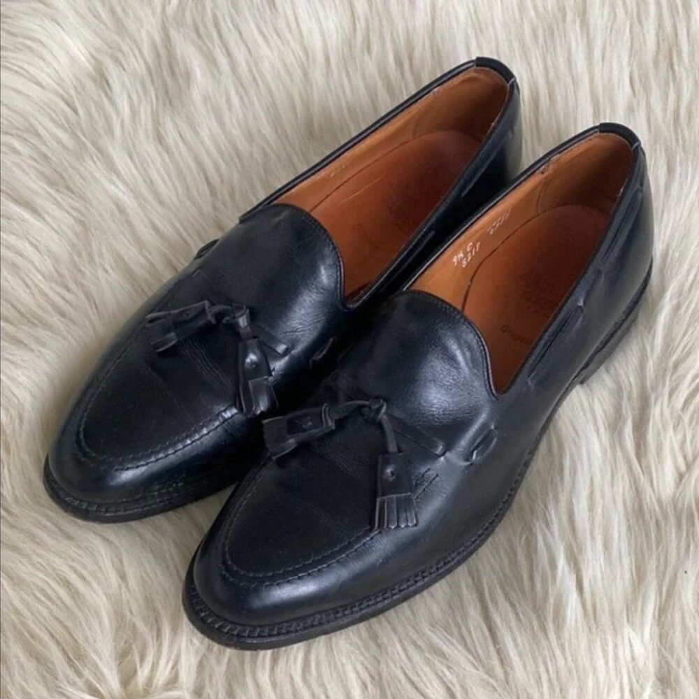 Allen Edmonds Grayson Men's Black Leather Tassels Loafers Sz 9.5C Classic Dress